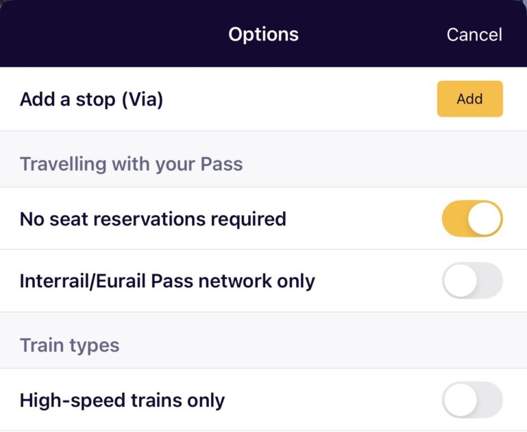 レイルプランナーアプリの操作画面
