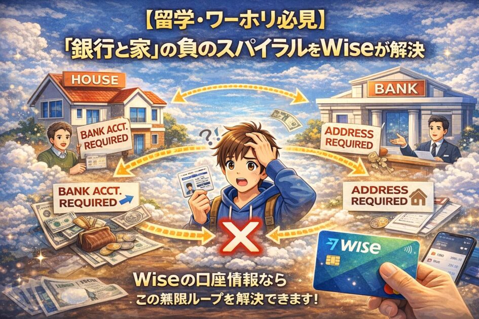 【留学・ワーホリ必見】「銀行と家」の負のスパイラルをWiseが解決